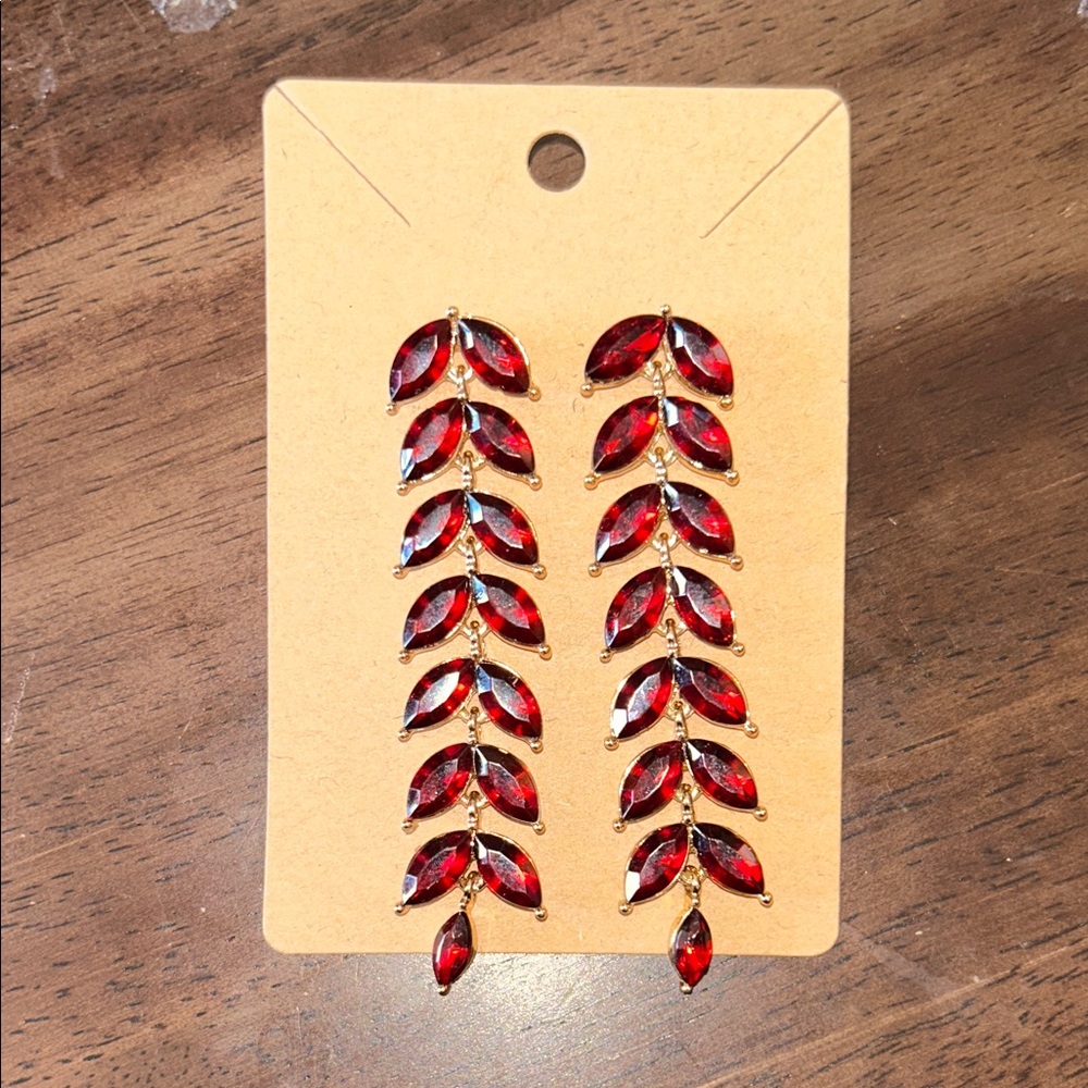 Anne Klein Red and Gold Leaf Earrings